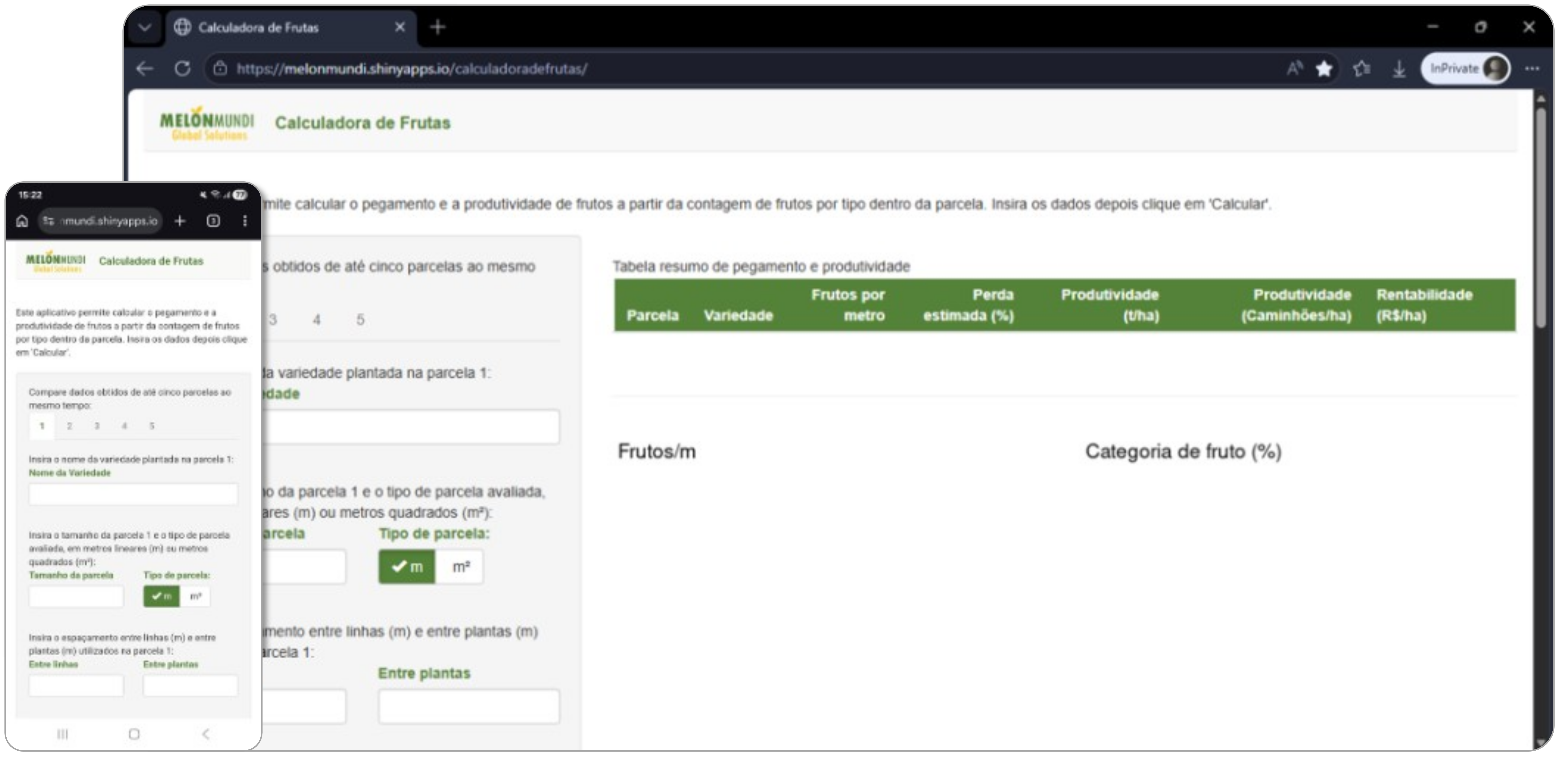 Tela do app Calculadora de Frutas